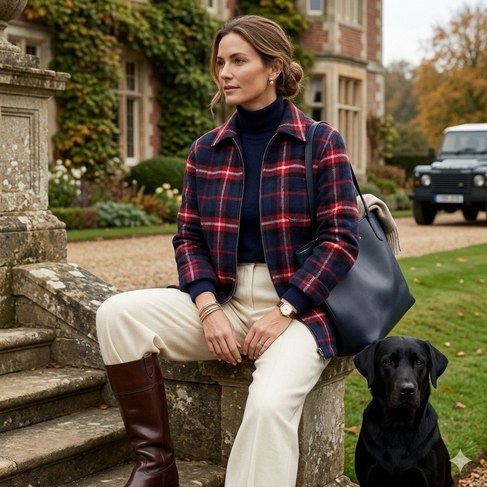 Lauren Ralph Lauren 100% Wool Plaid Zip Jacket 1X Old Money Cabincore Equestrian
